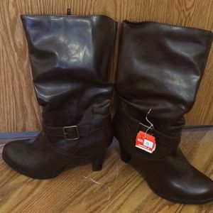 Brown heeled boots